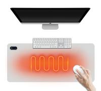 RNPKZ Heated Mouse Pad, 80x33 CM Heated Desk Mat with Digital Display and 5 Levels Heating & 4 Hours Automatic Shut-Off, Waterproof Electric Warm Desk Pad for PC Keyboard Laptop Office Home (Gray)