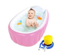 RNPKZ Inflatable Baby Bathtub, Inflatable Foldable Shower Pool with Air Pump, InflatableBaby Bath Tub, Portable Toddler Bath Tub, Non-Slip, Baby Inflatables Bathtub and Babys Seat for 0-3 Years (Pink)