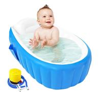 RNPKZ Inflatable Baby Bathtub, Inflatable Foldable Shower Pool with Air Pump, InflatableBaby Bath Tub, Portable Toddler Bath Tub, Non-Slip, Baby Inflatables Bathtub and Babys Seat for 0-3 Years (Blue)