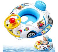 RNPKZ Inflatable Baby Swimming Float, Inflatable Baby Swim Float with Steering Wheel & Backrest, Swimming Pool Inflatables for Babies, Toddler Pool Swimming Float for Ages 2-6 (Car Styling, Blue)