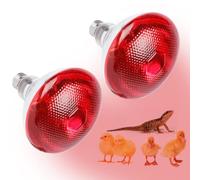 RNPKZ Infrared Heat Lamp Bulb, 2Pcs 250W Infrared Reptile Heat Lamp Bulb, Basking Spot Red Heat Light, Waterproof Infrared Glass Bulb for Poultry Chicks Puppy Cats Pigs Lizard Tortoise Bearded Dragon