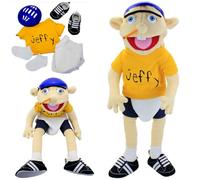 RNPKZ Jeffy Puppet Plush Toy Doll, 60 cm Jeffy Hand Puppet with Working Mouth, Mischievous Funny Puppets Toy, Soft Hand Puppets for Kids Play House Birthday Christmas Halloween Party Gift (Yellow)