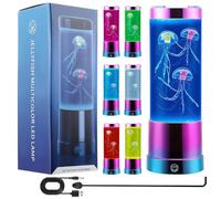 RNPKZ Jellyfish Lamp, Jellyfish Lava Lamp, 9'' Jellyfishs AquariumLamp with 7 Colours Setting, Floating Jelly FishLamp, USB Operated Dimmable Mood Light for Living Room, Bedroom, Office Décor, Gifts