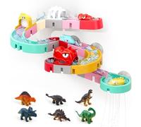 RNPKZ Kids Bath Toys, 30 Pcs Bath Track Game Shower Water Toys, DIY Bathtub Toy with Suction Cups & 12 Dino Mini Toy, Baby Bath Toy Water Slide, Wall Track Building Set for Boys Girls Baths Time