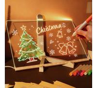 RNPKZ LED Note Board, 30x20CM Acrylic Dry Erase Board with Light, Acrylic LED Writing Message Board with 7 Colors Pen & 2 Rags, Desktop Note Memo Illuminated Wordpad for School Cafe Home Office Xmas