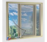 RNPKZ Magnetic Fly Screen Window, Adjustable DIY Fly Screen for Windows, Window Screen Mesh, Keep Flys/Bugs Out, Full Frame Magnetic Strip Easy Installation, Fit Up to 1.2x1.3M(White Frame Grey Net)