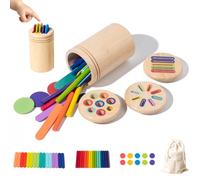 RNPKZ Montessori Wooden Toys for 1 2 3 Years Old Boys Girls, 3 in 1 Montessori Colour Sorting Toys for Toddlers Kids, Wooden Sorting Stick Toy Educational Learning Sensory Play Toy for Baby Age 1 2 3