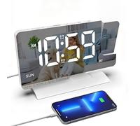 RNPKZ Projection Alarm Clock, 7.3" Projection Clock with 180°Projector, Daul Alarm, Snooze, 12H/24H & DST, LED Mirror Digital Clock with Adjustable 6 Level Brightness & 5 Level Volume for Teens Adult