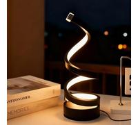 RNPKZ Spiral LED Table Lamp, 3 Color Dimmable Bedside Lamp, USB Powered LED Modern Table Light, Black Spiral Stepless Dimmable Table Lamps for Bedroom Living Room Office Lighting and Decoration