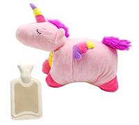 RNPKZ Unicorn Hot Water Bottle, 3D Animals Hot Water Bottles, 1 Litre Capacity Natural Rubber Hot Water Bottle with Removable Soft Warm Plush Cover for Girls Pain Relief Cosy Nights and Relaxation