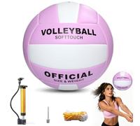 RNPKZ Volleyball Official Size 5, Soft Touch Volleyball, Beach Volley ball, Soft Volleyballs with Pump and Mesh Bag, Waterproof Volleyballs for Indoor Outdoor Beach Pool Gym(Purple & White)