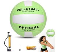 RNPKZ Volleyball Official Size 5, Soft Touch Volleyball, Beach Volley ball, Soft Volleyballs with Pump and Mesh Bag, Waterproof Volleyballs for Indoor Outdoor Beach Pool Gym (Green & White)