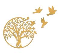 RNQZ 30CM Metal Tree of Life Wall Decor, Tree Life Metal Wall Hollow Carving Art,Tree & Birds Metal Wall Hanging Decor Wall Sculpture,Gold