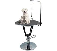 RNQZ Grooming Table Pet Pet Pneumatic Bath Grooming Table Hydraulic Styling Table Cat and Dog Bathing and Shear Adjustable Round Table Non-Slip Lift Folding with Noose Arm,Black