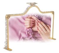 RNQZ Half Moon Light for Nail Desk, 34.4 Inch Foldable Nail Lamp with Phone Holder, Nail Desk Lamp for Nail Tech, 3 Color Temperatures Nail Lamp for Desk,Gold,34 Inch