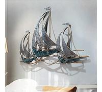 RNQZ Wall Metal Boats Sculptures, Abstract Modern Metal Ship Wall Art Sculpture, Art Hanging Decor Ornaments, Easy Installation for Home Hotel Living Room Bedroom Kitchen