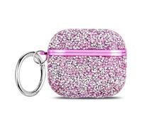 Rnrieyta Bling Diamond Case Cover for AirPods Pro 2,Rhinestone Bling Glitter Crystal Shiny Sparkle Cute Luxury Cover Full Body Protective Shell Case for Women Girls Purple