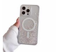 Rnrieyta Bling Sparkle Flowing Magnetic Phone Case for iPhone 15 Pro Max,[Compatible with MagSafe] Glitter Liquid Sand Clear Hard Phone Cover Waterfall Moving Quicksand Bumper