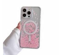 Rnrieyta Bling Sparkle Flowing Magnetic Phone Case for iPhone 16 Pro Max,[Compatible with MagSafe] Glitter Liquid Sand Clear Hard Phone Cover Waterfall Moving Quicksand Bumper