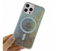 Rnrieyta Bling Sparkle Flowing Magnetic Phone Case for iPhone 16 Pro Max,[Compatible with MagSafe] Glitter Liquid Sand Clear Hard Phone Cover Waterfall Moving Quicksand Bumper