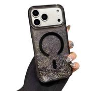 Rnrieyta Bling Sparkle Flowing Magnetic Phone Case for iPhone 17 Pro Max,[Compatible with MagSafe] Glitter Liquid Sand Clear Hard Phone Cover Waterfall Moving Quicksand Bumper