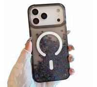 Rnrieyta Bling Sparkle Flowing Magnetic Phone Case for iPhone 17 Pro Max,[Compatible with MagSafe] Glitter Liquid Sand Clear Hard Phone Cover Waterfall Moving Quicksand Bumper