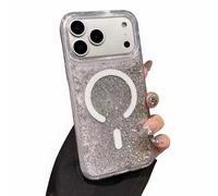 Rnrieyta Bling Sparkle Flowing Magnetic Phone Case for iPhone 17 Pro Max,[Compatible with MagSafe] Glitter Liquid Sand Clear Hard Phone Cover Waterfall Moving Quicksand Bumper