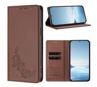 Rnrieyta for Honor Magic 6 Lite Case Wallet RFID Blocking Flip Folio Flower Embossed PU Leather Stand Credit Card Holder Slots Magnetic Protective Phone Cover for Women