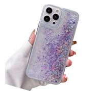 Rnrieyta Luminous Effect Moving Quicksand Back Case Cover for iPhone 13 Pro,Noctilucent Glow in the Dark Flowing Glitter Sparkle Liquid Clear Bumper