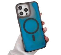 Rnrieyta Luminous Effect Moving Quicksand Magnetic Cover for iPhone 13 Pro Max,Case [Compatible with Magsafe] Noctilucent Glow in the Dark Flowing Glitter Sparkle Liquid Clear Bumper