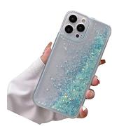 Rnrieyta Miagon Luminous Effect Moving Quicksand Back Case Cover for iPhone 15 Plus,Noctilucent Glow in the Dark Flowing Glitter Sparkle Liquid Clear Bumper