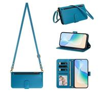 Rnrieyta Zipper Crossbody Wallet Case for Google Pixel 6A Blue