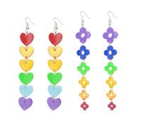 RNSKFG 1 Pair of Love Earrings, 1 Pair of Flower Earrings, Creative Styling Earrings, Cute Sweet Earrings, Suitable for Daily Life and Travel.