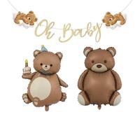 RNSKFG 1 Piece Banner And 2 Piece Balloons, Cute Bear Pulling Flag, Baby Party Banner, Cartoon Cute Balloons, Party Decorations.