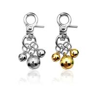 RNSKFG 2 Pieces Bell Pendant, Bell Keychain, Cat Collar Bell, Three Bell Pendant (Silver, Gold).