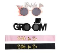 RNSKFG 2 Pieces Of Bride And Groom Party Sunglasses, 2 Pieces Of Etiquette Belts, Wedding Dress Accessories, Wedding Photo Props.