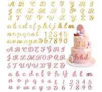 RNSKFG 2 Sets Of Alphanumeric Cake Decoration, Cake Decor, Personalized Cake Decor, Acrylic Cake Top (Gold, Pink).