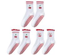 RNSKFG 3 Pairs Of Women'S Non-Slip Socks, Cherry Pattern Socks, Cute Socks, Dance Training Socks, Suitable For Fitness, Dance, And Yoga.