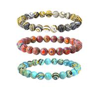 RNSKFG 3 Pieces of Peacock Pattern Bracelet, Natural Stone Bracelet, Elastic Bracelet, Ladies Bead Bracelet, Clothing and Dress Accessories.