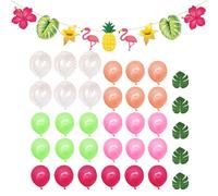 RNSKFG 30 Balloons, 5 Turtle Back Leaves, 1 Cartoon Flag, Birthday Decoration Balloons, Simulated Plants, Seaside Party Decoration Supplies.