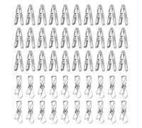 RNSKFG 30 Flat-Out Clothespins And 20 Wire Wire Clips, Stainless Steel Clothespins, Sock Clips, Windproof Drying Clips, And Item Storage Clips.