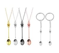 RNSKFG 4-Piece Spoon Pendant Necklace And 2-Piece Keychain, Creative Jewelry, Retro Stylish, Simple Bag Accessories, Diy Keychain Accessories.
