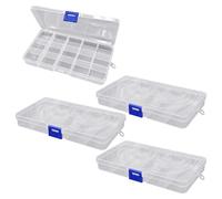 RNSKFG 4 Pieces 15-Grid Transparent Storage Box, Compartment Storage Box, Plastic Storage Box With Lid, Bead Storage Box.