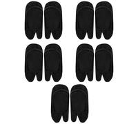 RNSKFG 5 Pairs Of Black Shallow-Mouthed Toe Socks, Thin Wooden Clogs Socks, Super Invisible Finger-Parting Socks, And Women'S Non-Slip Exposed Toe Socks.