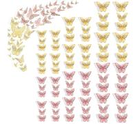 RNSKFG 72 Pieces Of 3D Butterfly Wall Stickers, Hollow Decorative Stickers, Background Wall Layout Supplies, Creative Romantic Wall Stickers.