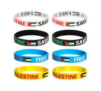 RNSKFG 8 Pieces of Colorful Palestinian Bracelets, Silicone Soft Bracelets, Sports Event Souvenirs, Party Gifts.