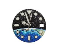 RNSZKIPJ Starry Sky Earth Literally 28.5MM Green Luminous Metal dial Needle Suitable for NH35/36 Movement(Earthliteral+thickgreenluminoushands)