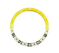 RNSZKIPJ Watch Accessories Round Edge arc Blue Luminous Glue Flat Aluminum Ring Mouth Color Matching Ring Mouth Outer Diameter 38MM Inner Diameter 31.3MM(GMTWhiteYellow)