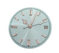 RNSZKIPJ Watch Accessories Stone Stud 28.5mm Dial Sun Pattern Blue Green Luminous Hands Fit for NH35/36 Movement(Sunpatternicebluesilvernails+greenluminoussilverhands)