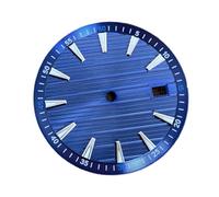 RNSZKIPJ Watch Dial Assembly Fit for NH35 Dial Literal 33.5mm Green Luminous Dial Literal Watch Accessories(Silvernailbluedial)